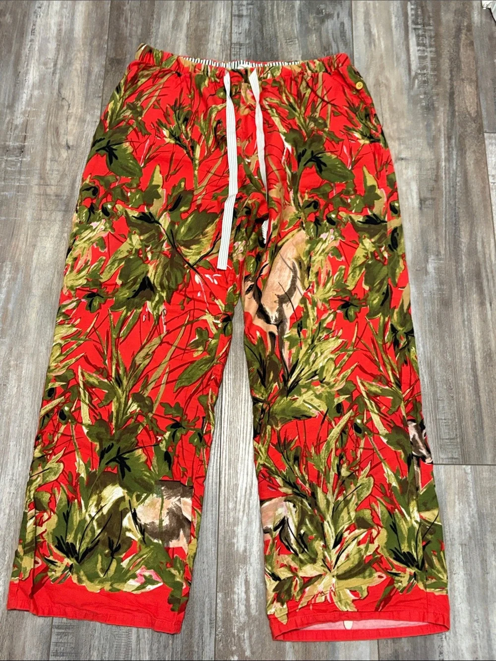 ANTHROPOLOGIE Lilka Doting Deer Red Flannel Sleep Pants Medium